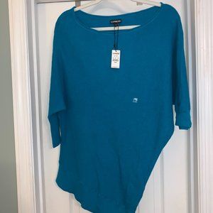 Express Off-the-Shoulder Sweater Teal Blue